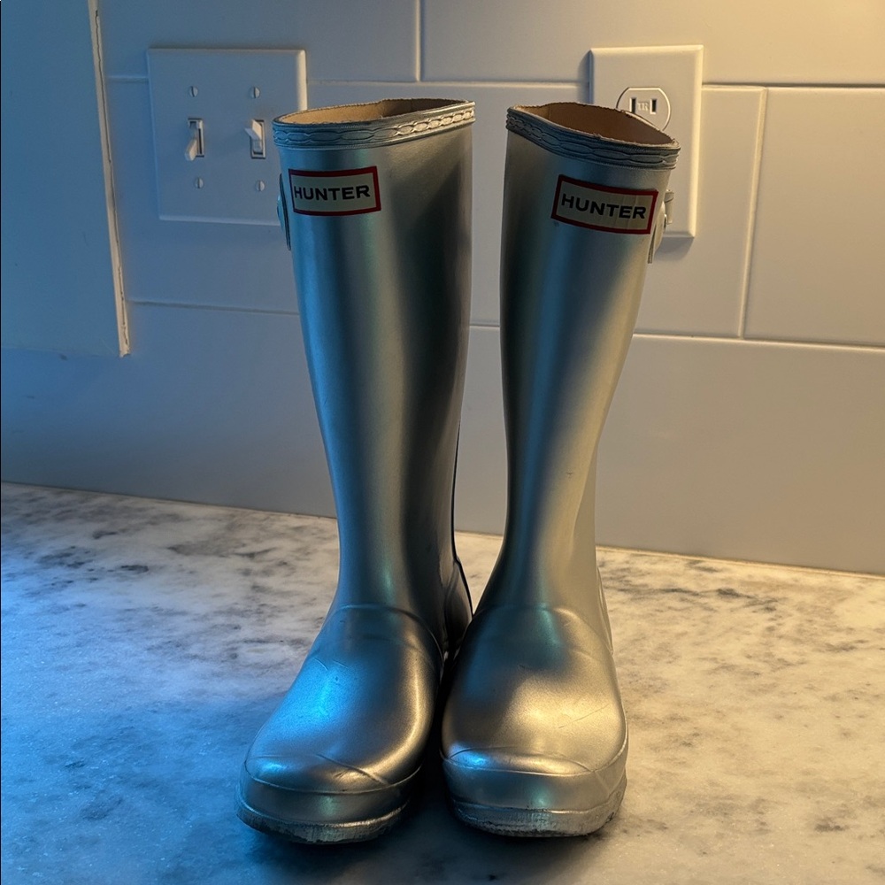 Hunter Kids Silver Rain Boots